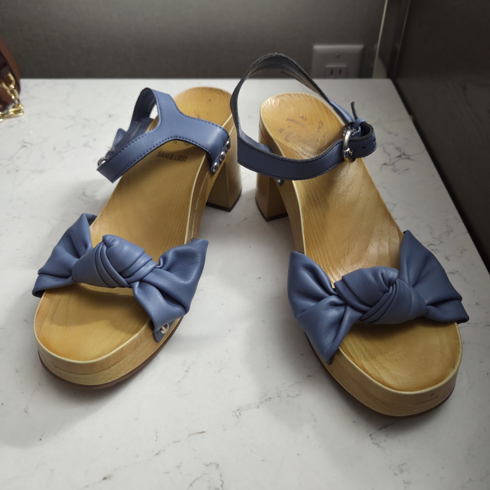 Sam & Libby Blue Tan Bow Sandals